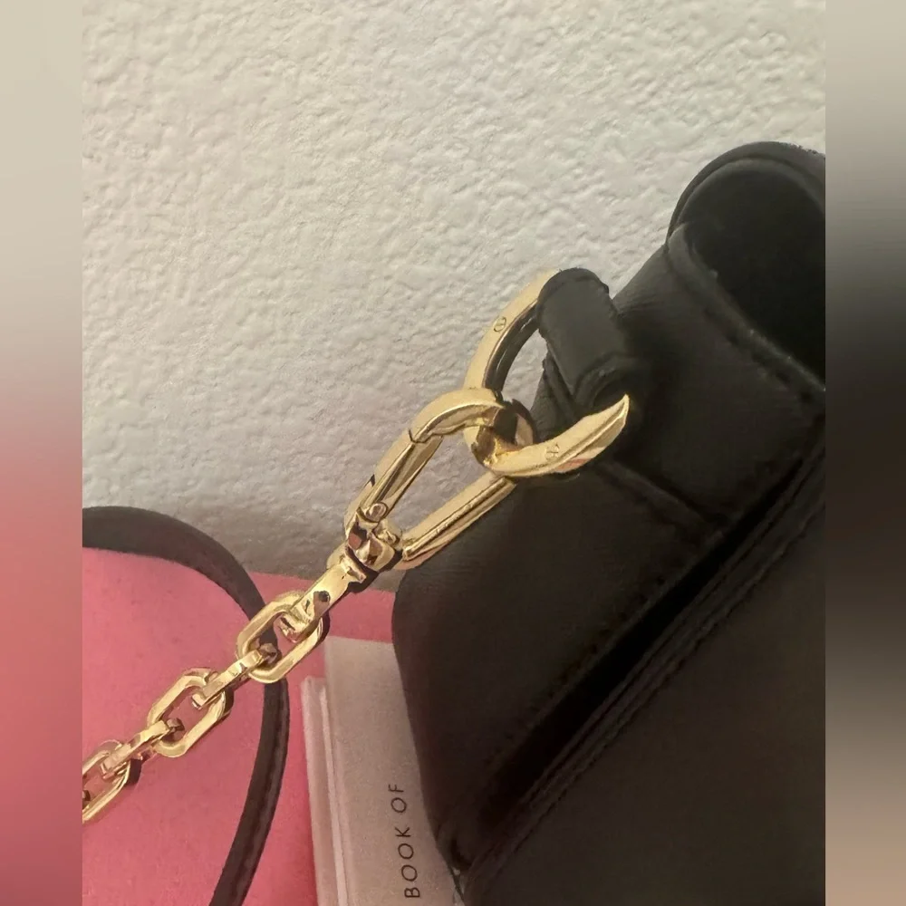 Tory Burch Robinson Black and Gold Chain Mini Saffiano Leather CrossBody Bag - Picture 11 of 14